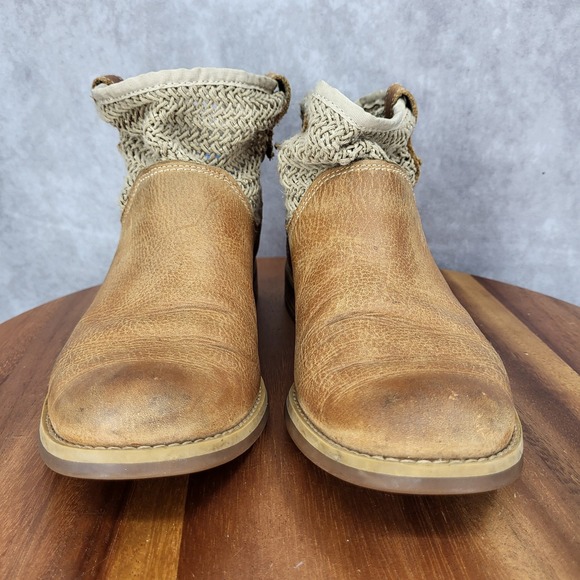 Timberland Ankle Boots Womens 7.5 Savin Hill Brown Leather Weave Pull On 4160 - Picture 3 of 13
